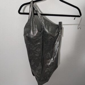 Victoria's Secret Swim one shoulder metallic one piece sz Med